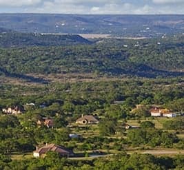 An aerial view of a small town near San Antonio, Texas.