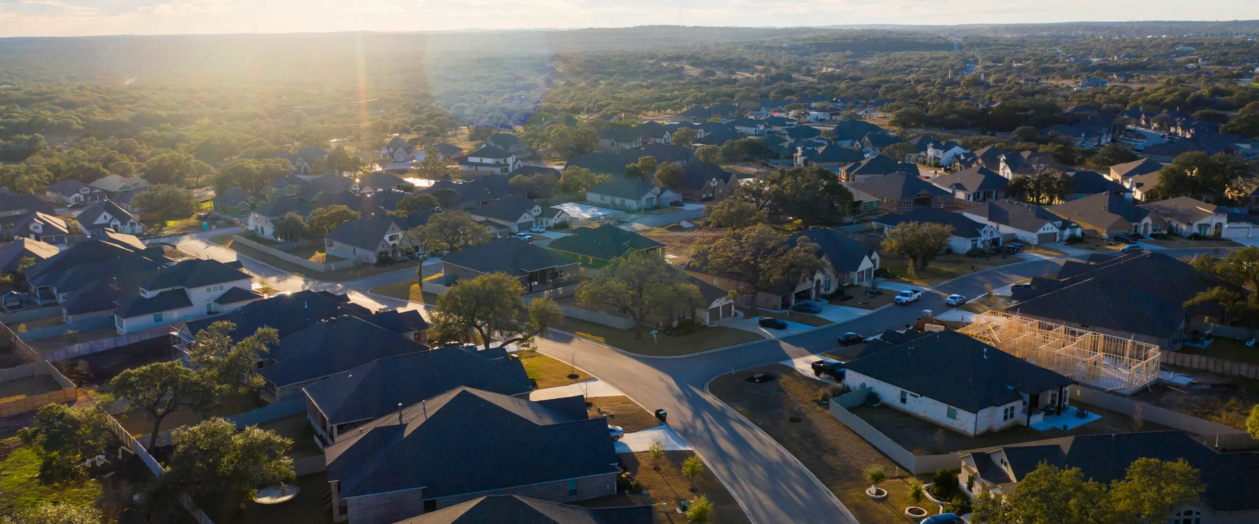 An aerial view of The Grove, a Southstar community.